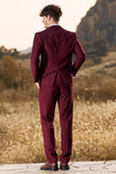 3 stykker Peak Lapel Burgundy Mænds Prom Suits
