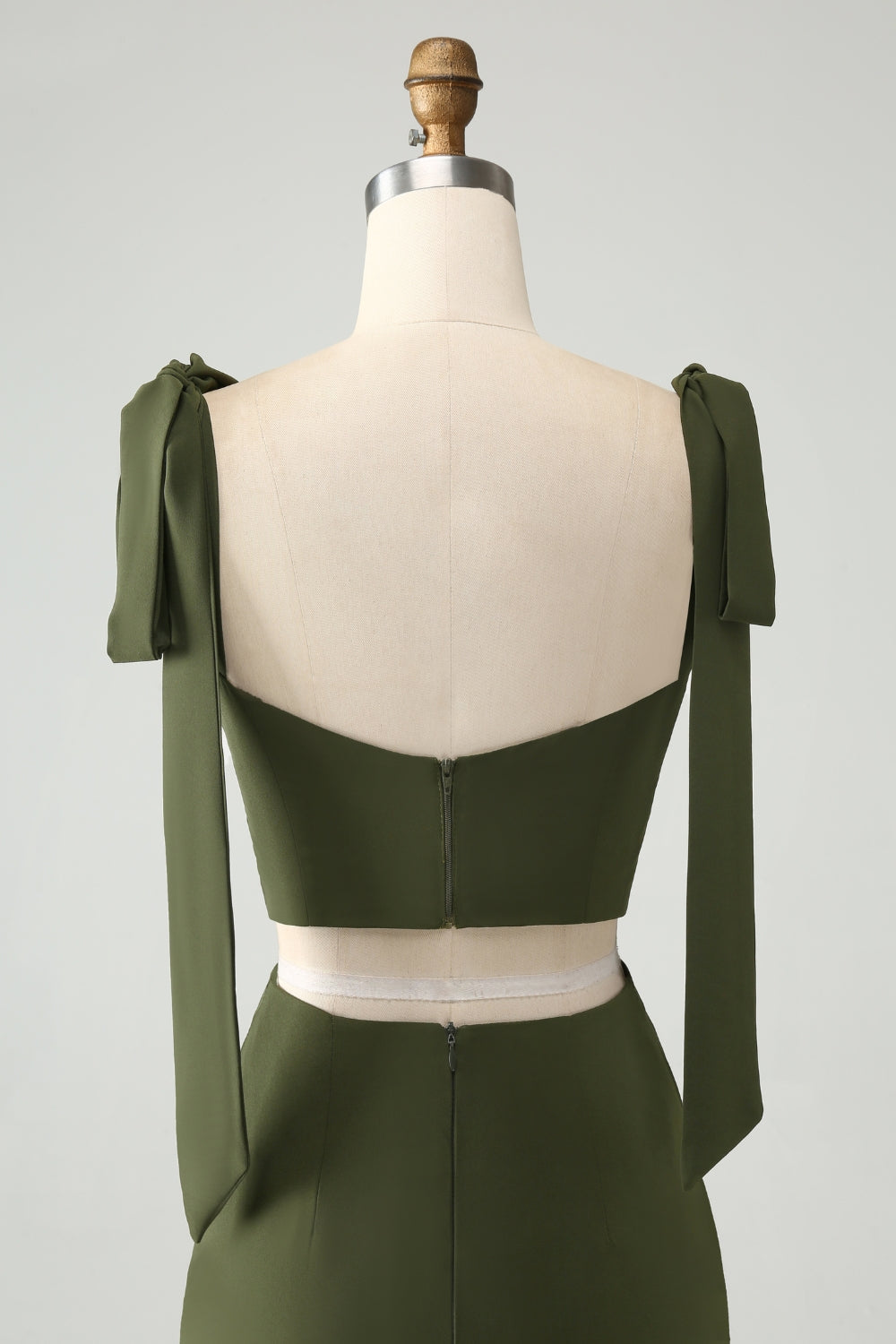 Olive A Line Spaghetti Stropper Gulvlængde Brudegæstekjole med slids