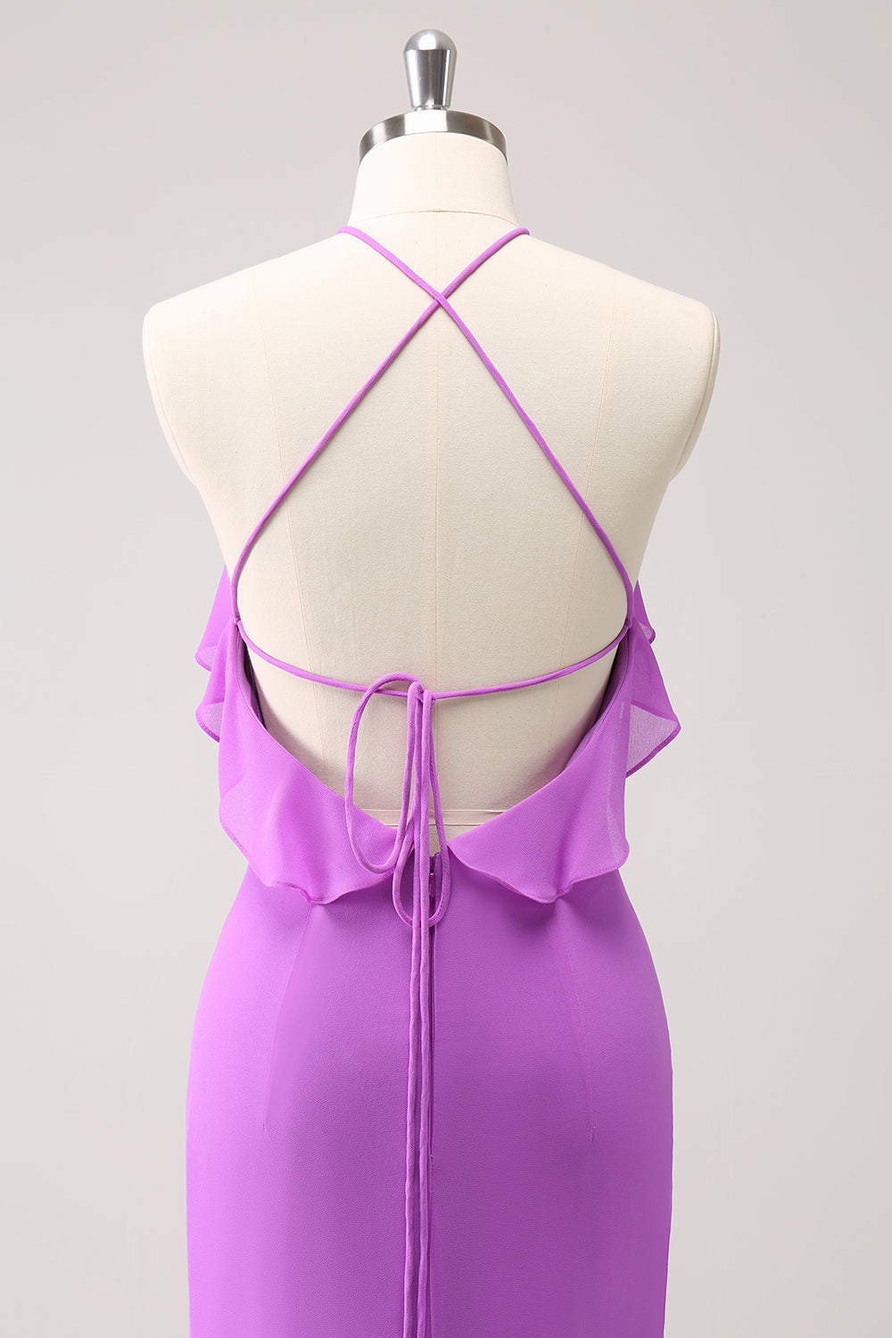 Tahiti Havfrue Halter Flæse Chiffon Lang Brudepigekjole