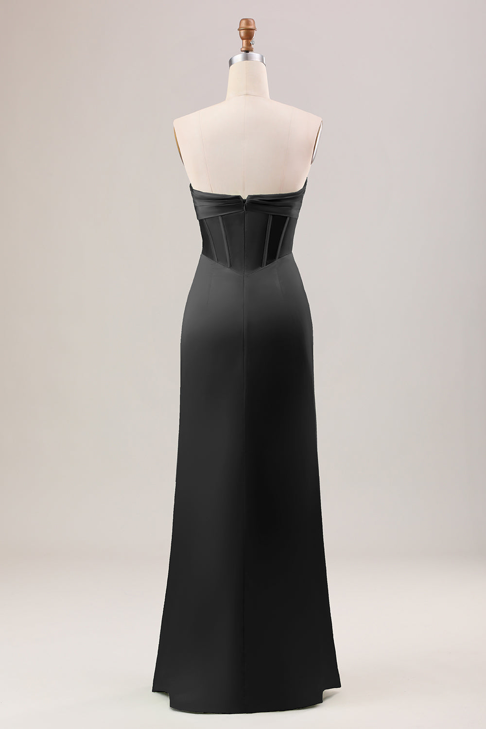 Skede korset stropløs lang grøn brudepigekjole med slids