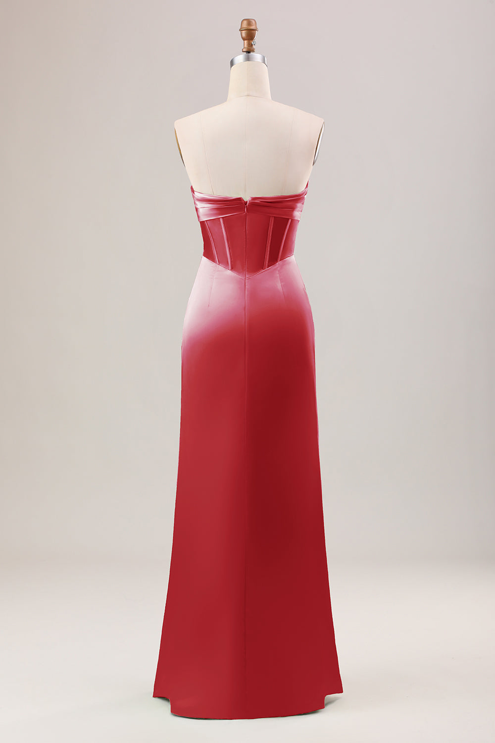 Skede korset stropløs lang grøn brudepigekjole med slids