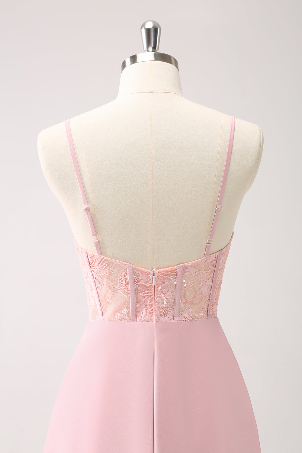 Satin grøn A-linje korset brudepigekjole med slids