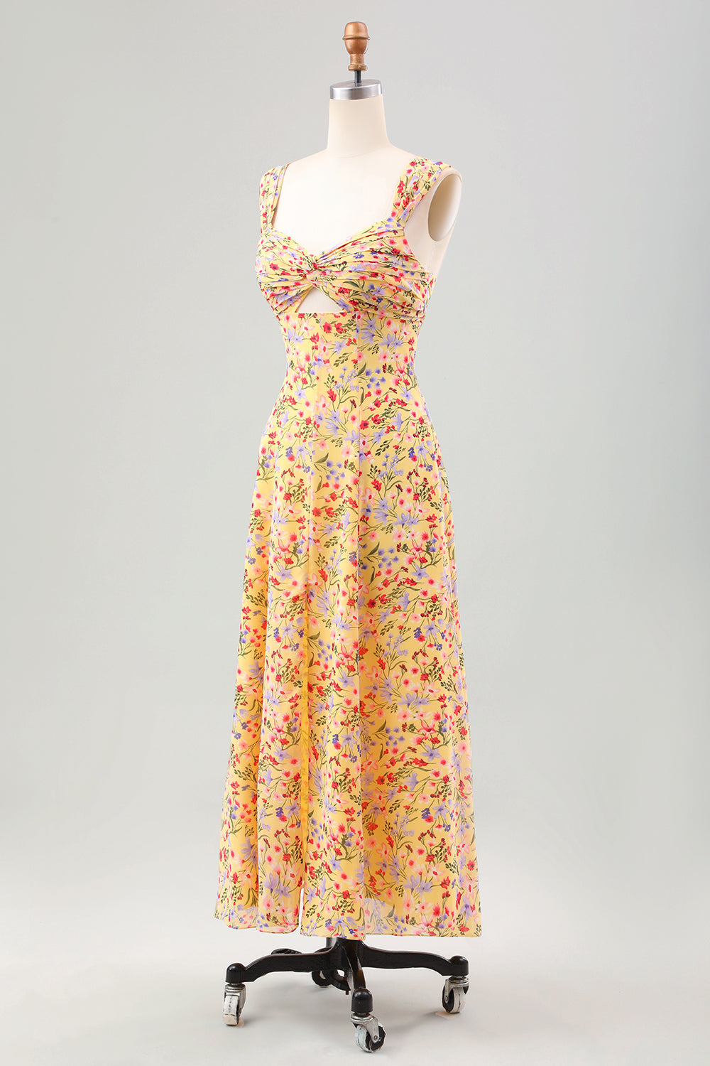 Gul blomst A Line korset brudekjole