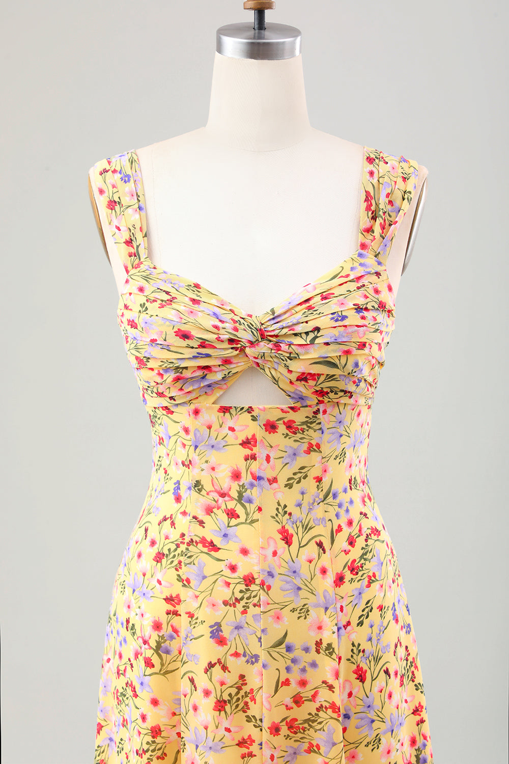 Gul blomst A Line korset brudekjole