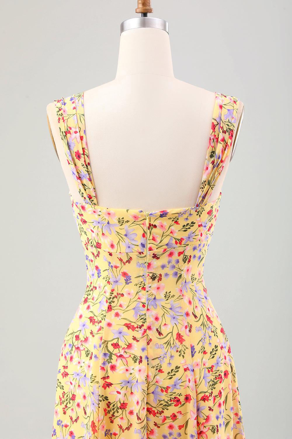 Gul blomst A Line korset brudekjole