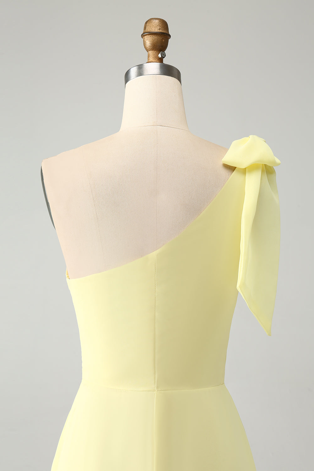 A Line One Shoulder Yellow Long Wedding Guest Dress med slids