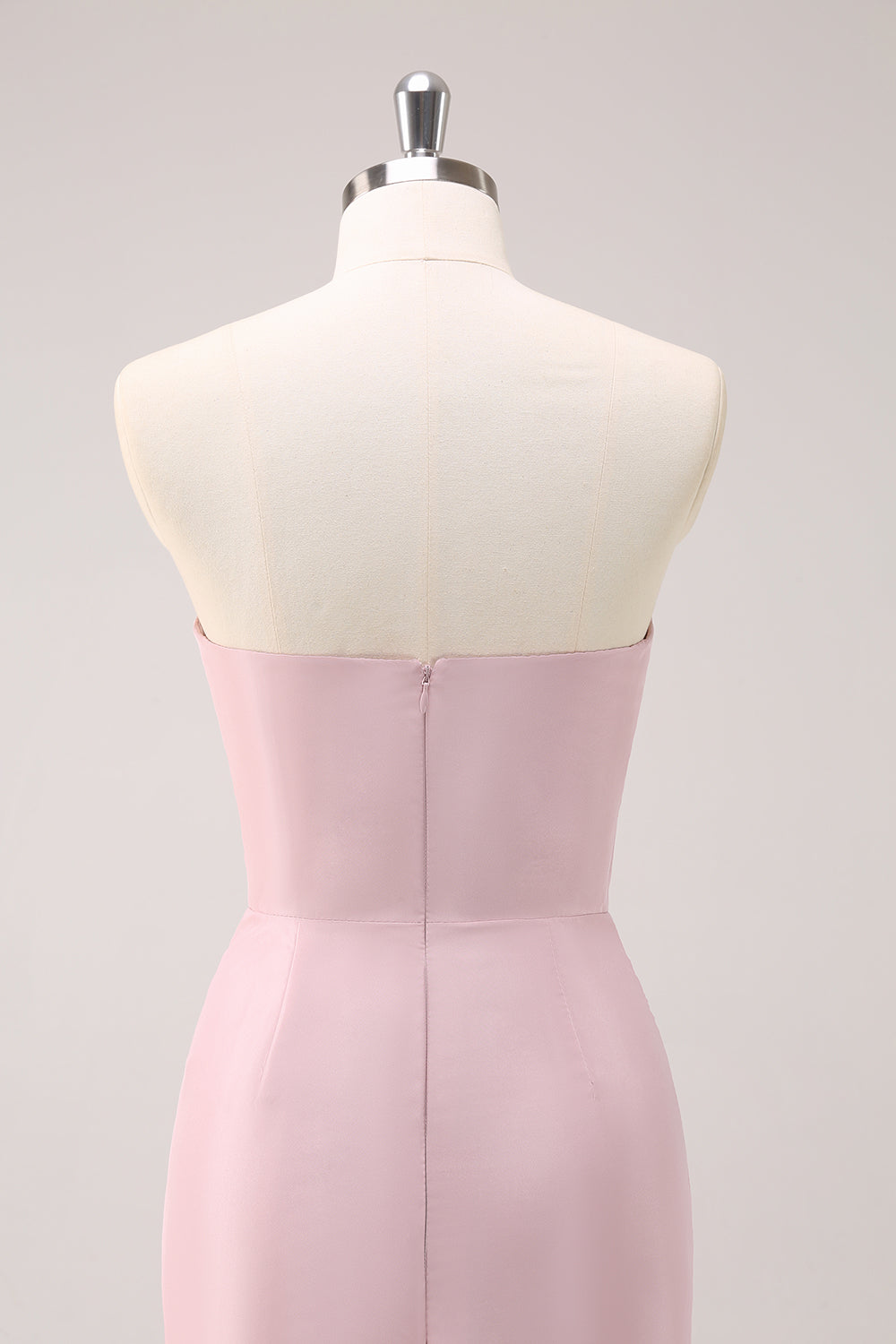 Pink Stropløs Asymmetrisk Ruffled Brudepigekjole