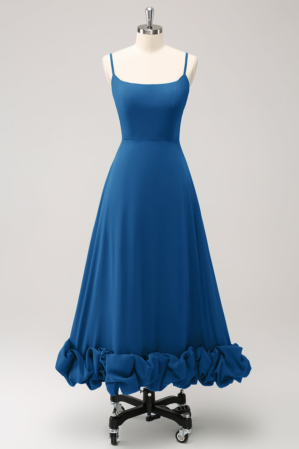 Elegant Fuchsia A Line Spaghetti stropper brudepige kjole