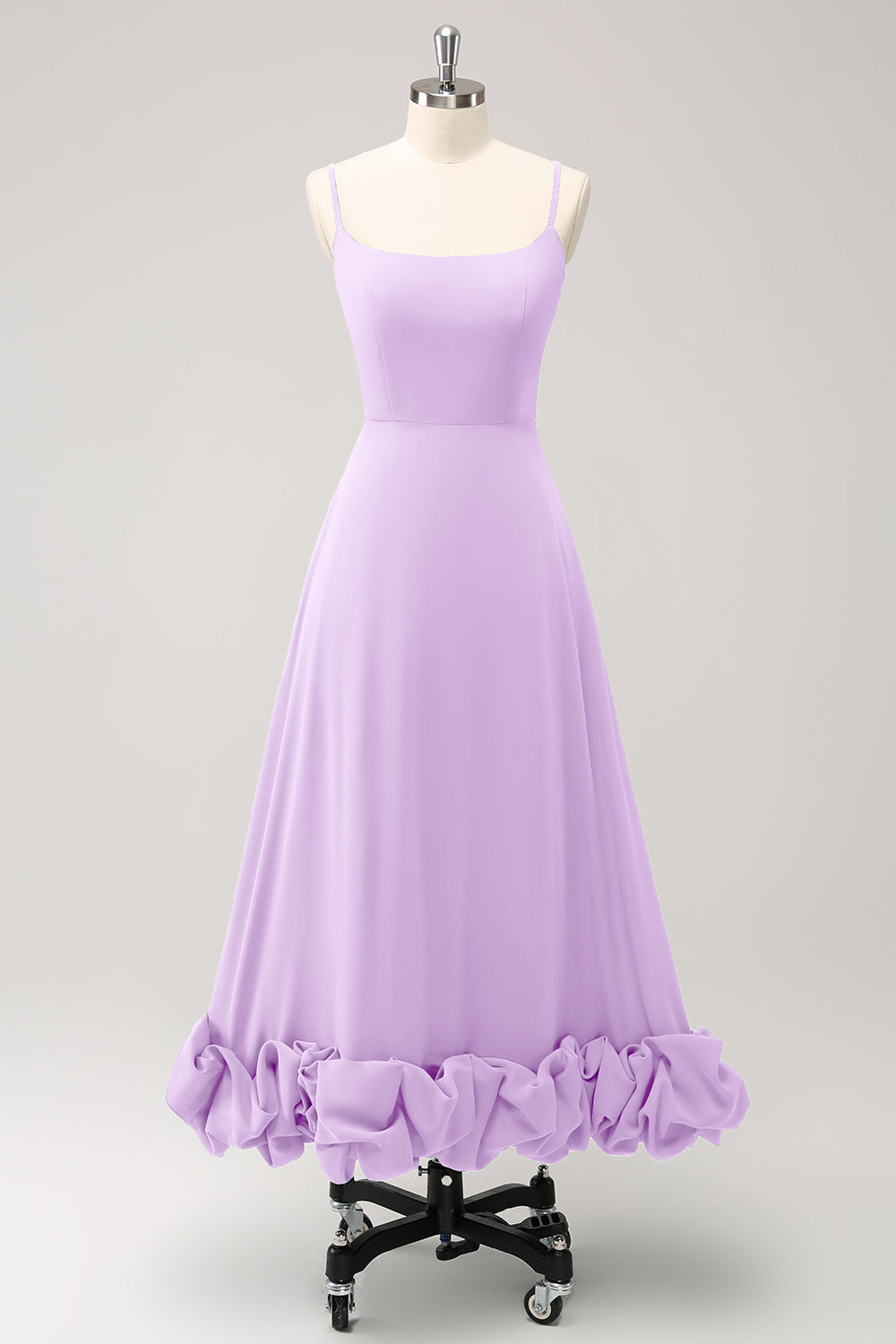 Elegant Fuchsia A Line Spaghetti stropper brudepige kjole