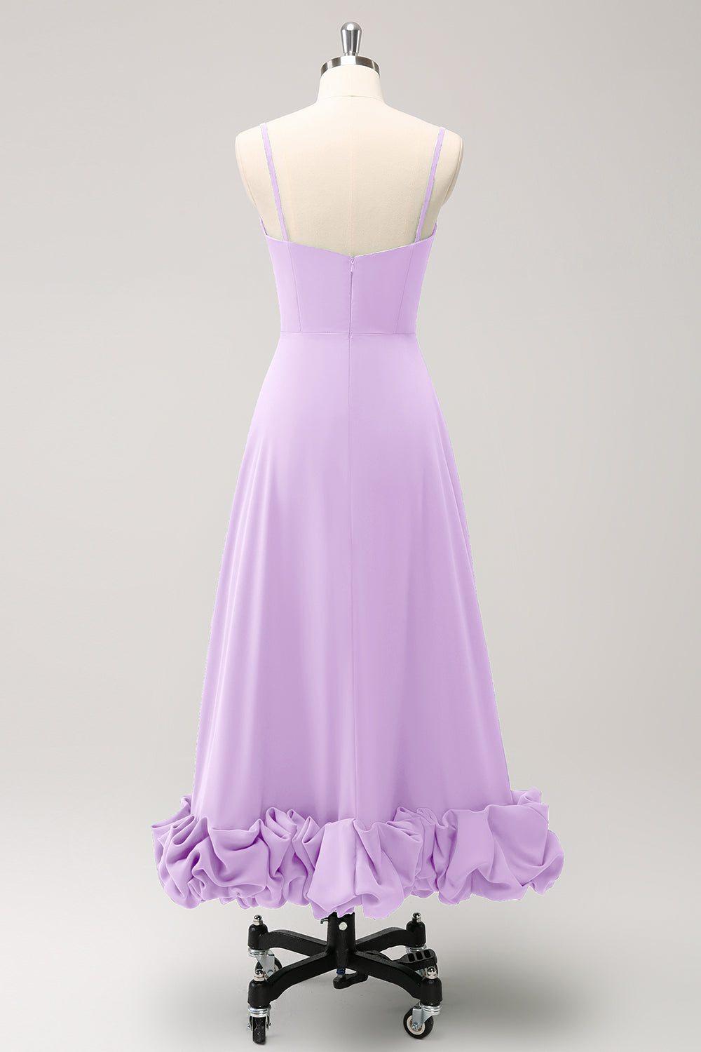 Elegant Fuchsia A Line Spaghetti stropper brudepige kjole