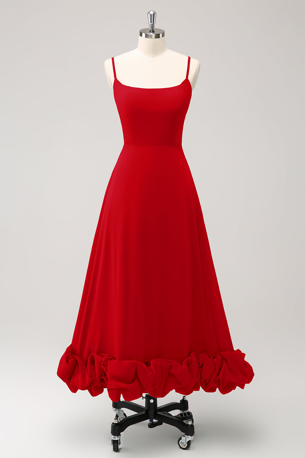 Elegant Rød A Line Spaghetti stropper brudepige kjole