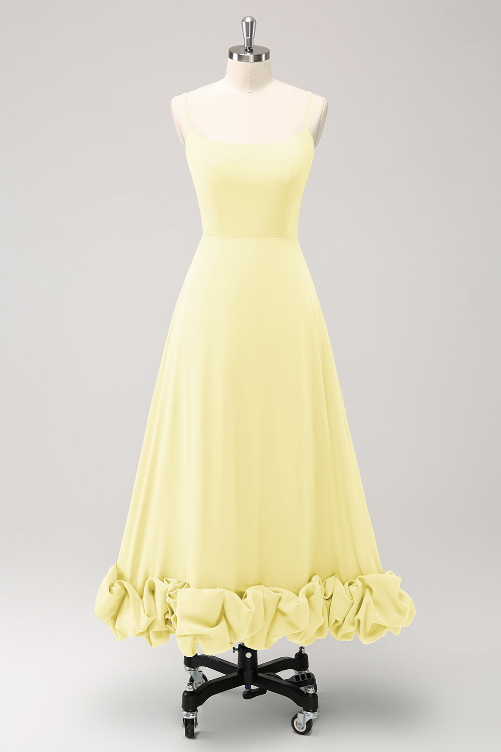 Elegant grøn A Line Spaghetti stropper brudepige kjole