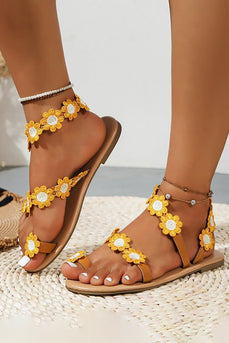 Gul blomst Boho flade sandaler