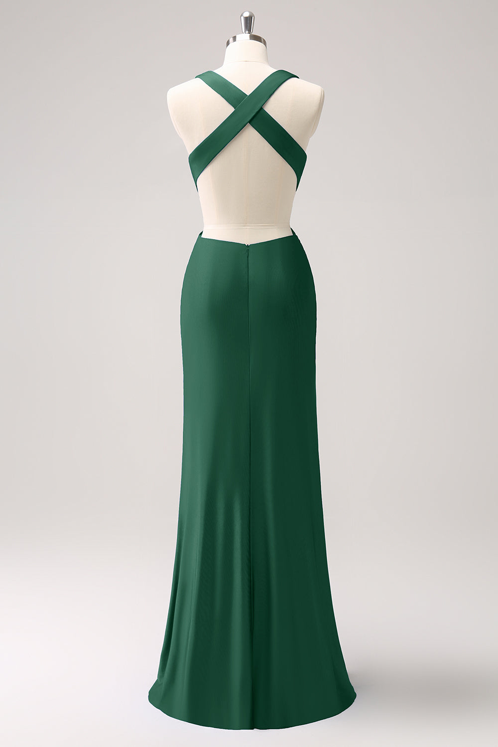 Kongeblå havfrue udskåret rynket lang brudepigekjole