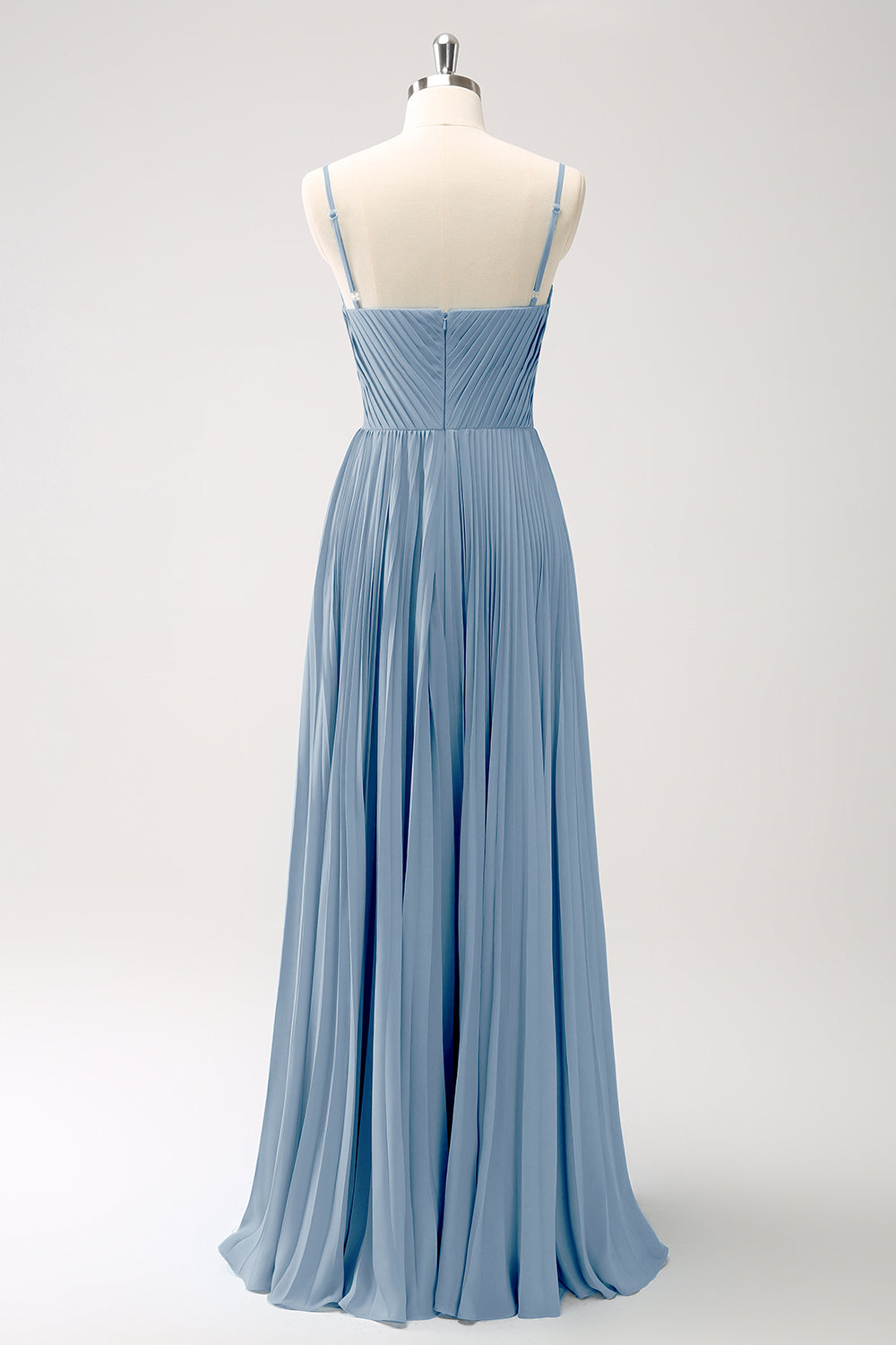 Påfugl Blå A-linje Spaghetti Stropper Brudepige Kjole