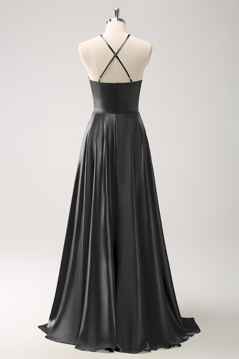 Lysegrøn A-linje Halter Udhulet Satin brudepigekjole med blomst