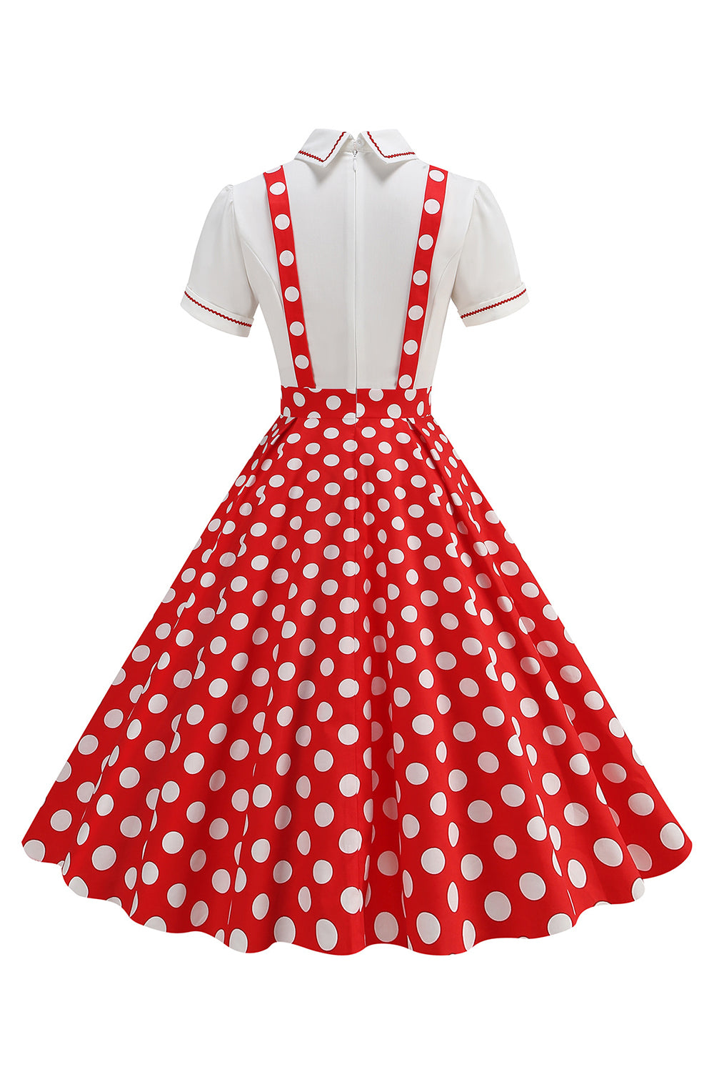 Blå Peter Pan Krave Polka Dots Stropper Samlet Vintage Kjole