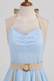 En Line Blue Halter vintage kjole fra 1950'erne