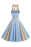 En Line Blue Halter vintage kjole fra 1950'erne