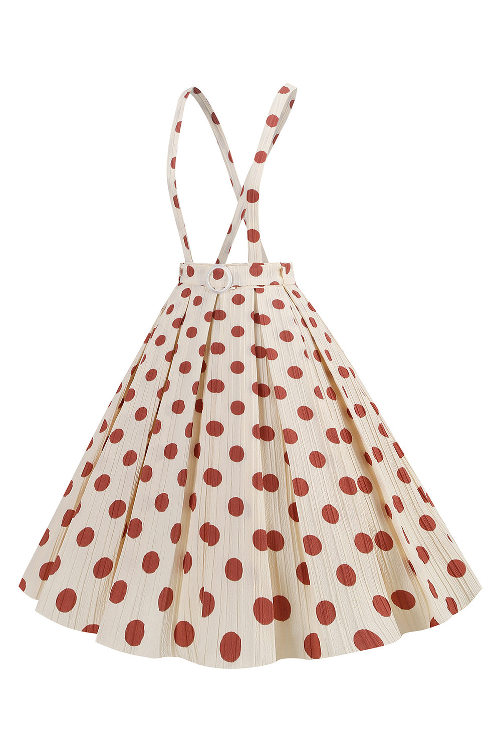 Abrikos Polka Dots A Line Stropper Samlet Vintage Kjole