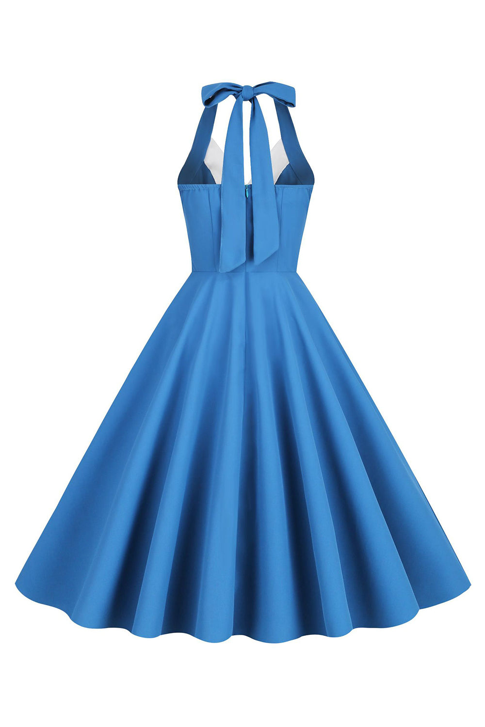 Halter gul A-line plisseret vintage kjole