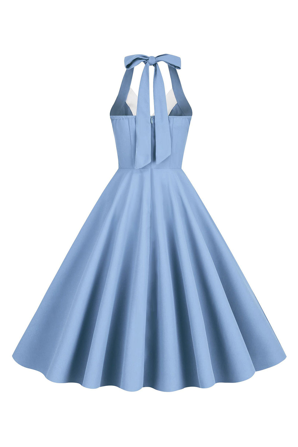 Halter gul A-line plisseret vintage kjole