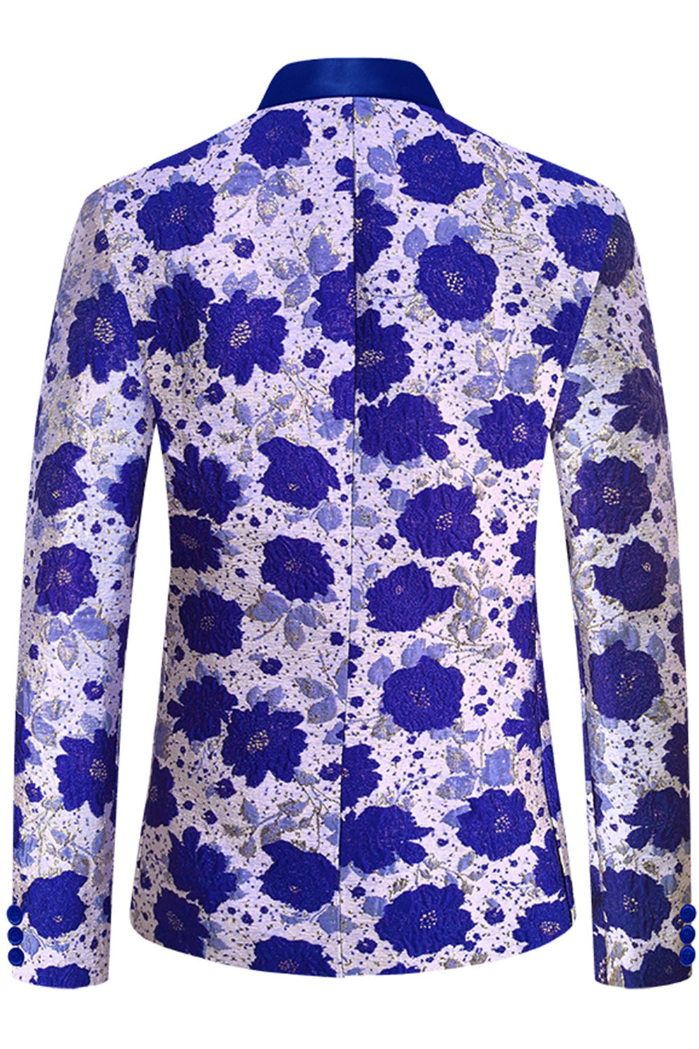 Royal Blue Sjal Revers Jacquard Mænds Prom Blazer