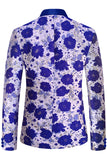 Royal Blue Sjal Revers Jacquard Mænds Prom Blazer