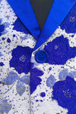 Royal Blue Sjal Revers Jacquard Mænds Prom Blazer