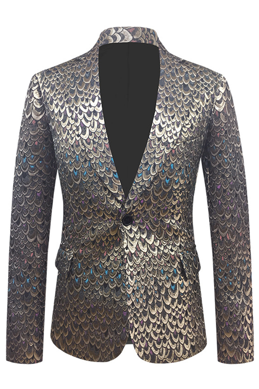 Golden Jacquard Sjal Revers Blazer til mænd