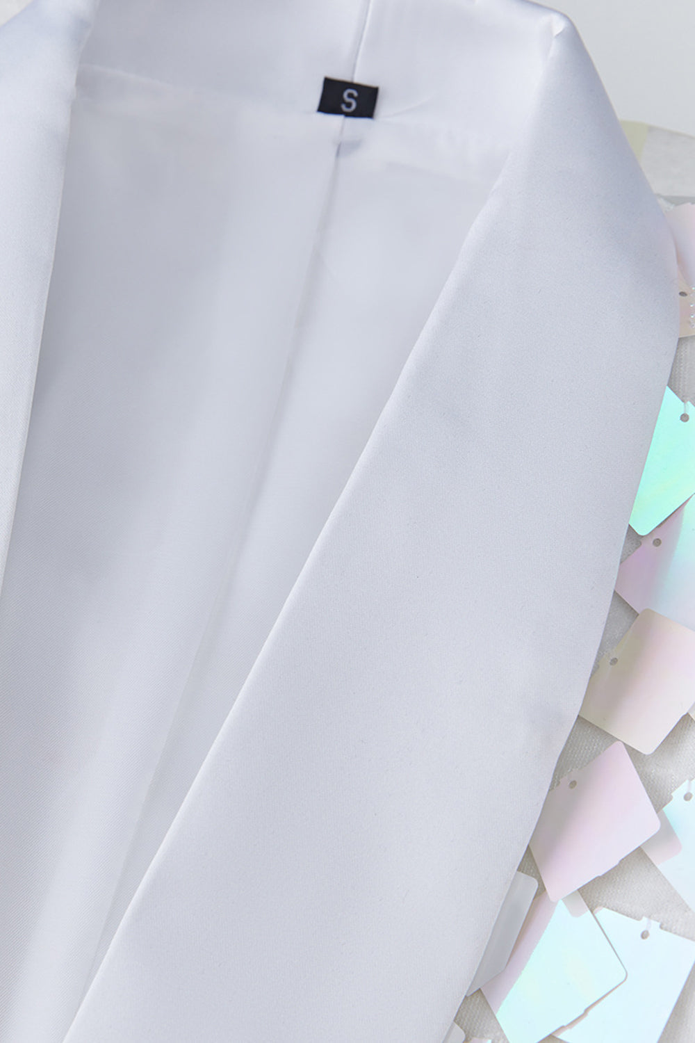 Glitrende hvidt sjal revers pailletter til mænd Blazer