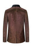 Sparkly Brown One Button Sjal Revers Mænds Blazer
