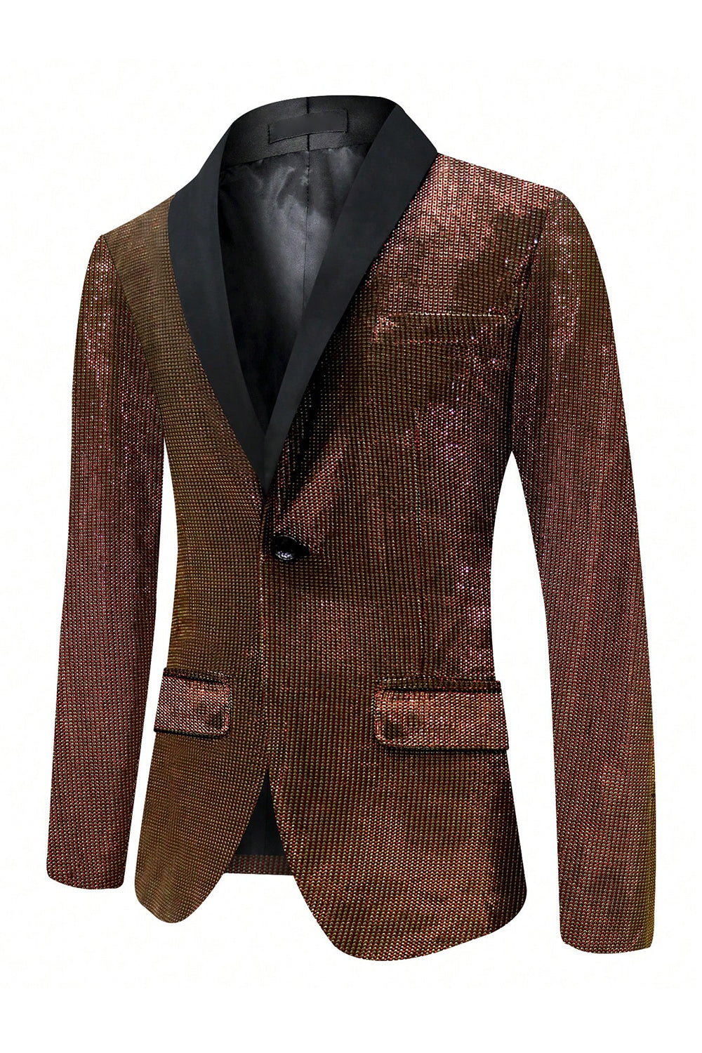 Sparkly Brown One Button Sjal Revers Mænds Blazer