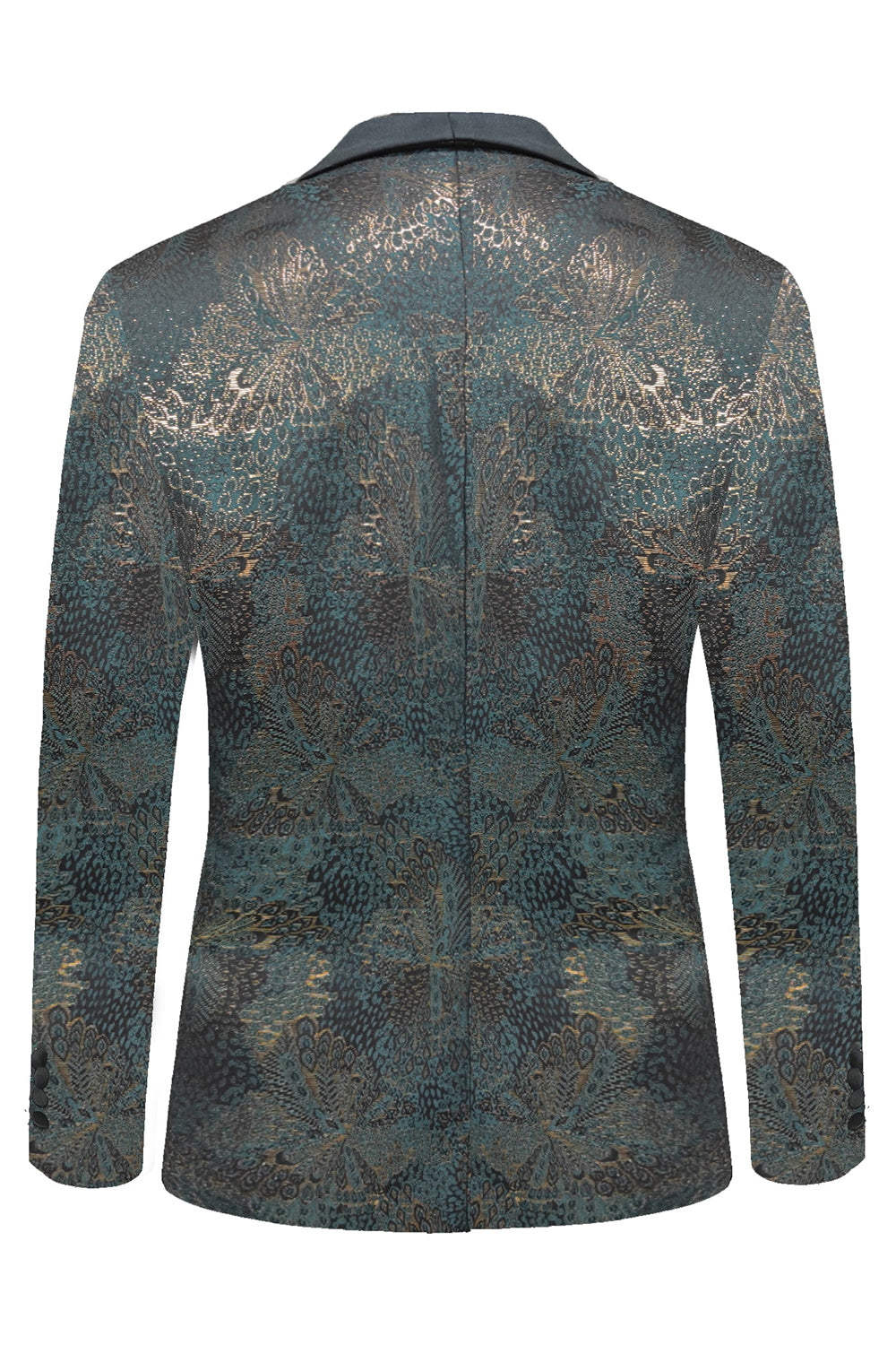 Mørkeblå Jacquard Sjal Revers Mænds Fest Blazer