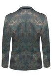 Mørkeblå Jacquard Sjal Revers Mænds Fest Blazer