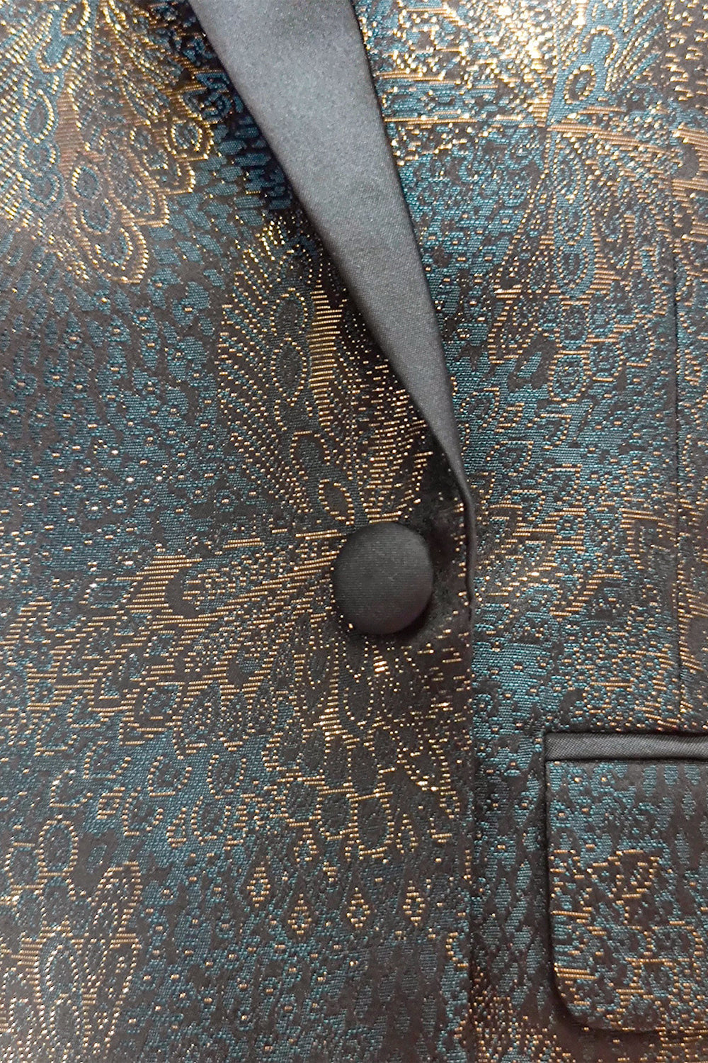 Mørkeblå Jacquard Sjal Revers Mænds Fest Blazer