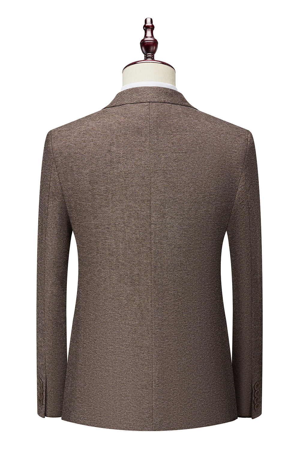 Brun 3 stykker Mænds Jakkesæt Slim Fit Forlovere Suit