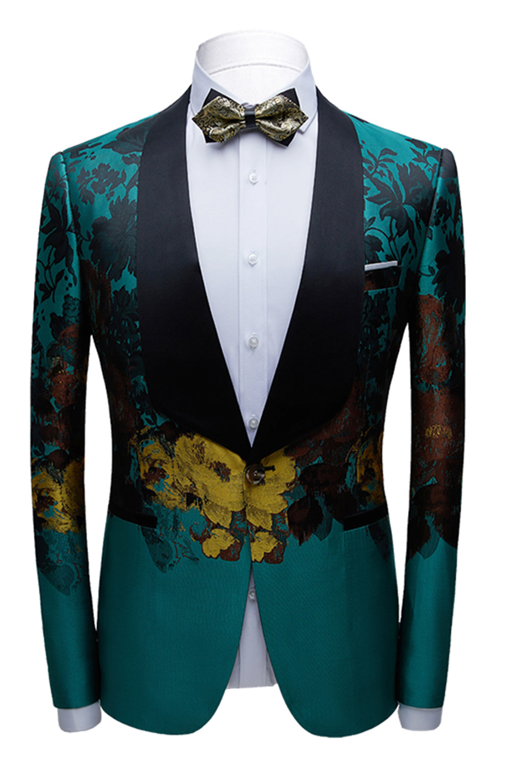 Peacock Green 2 stk Jacquard sjal revers mænds dragter
