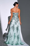 Sparkly Green A Line Sweetheart Long Prom Kjole
