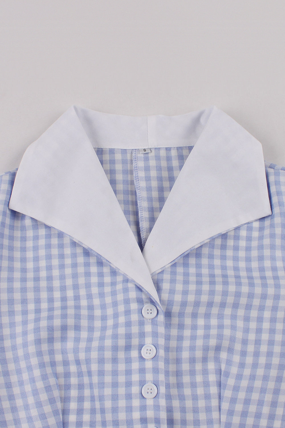 Blå revers hals Plaid Vintage 1950'erne kjole