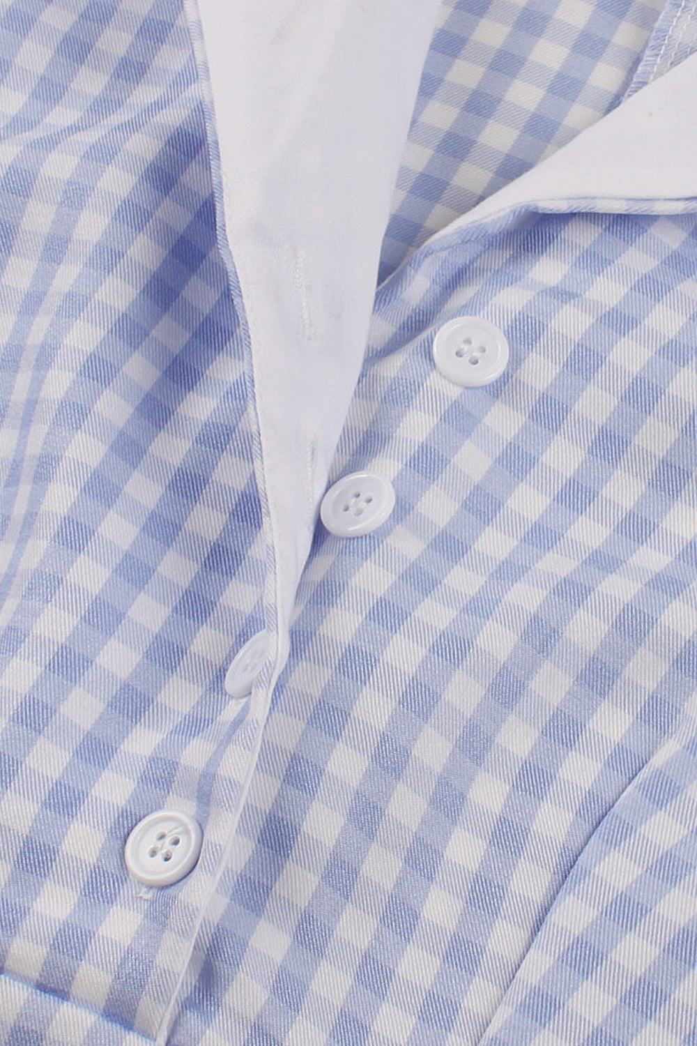 Blå revers hals Plaid Vintage 1950'erne kjole