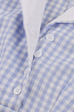 Blå revers hals Plaid Vintage 1950'erne kjole