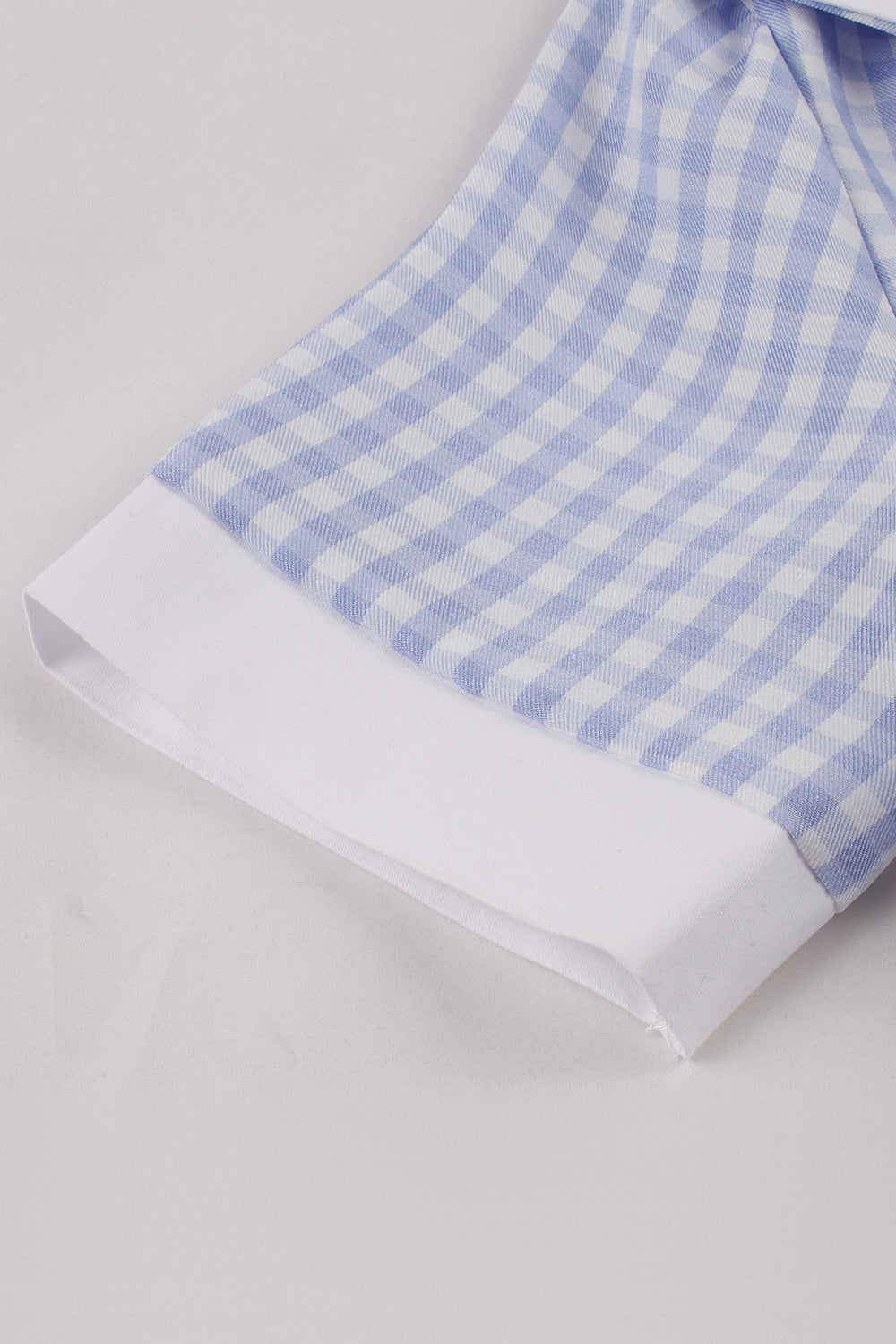 Blå revers hals Plaid Vintage 1950'erne kjole