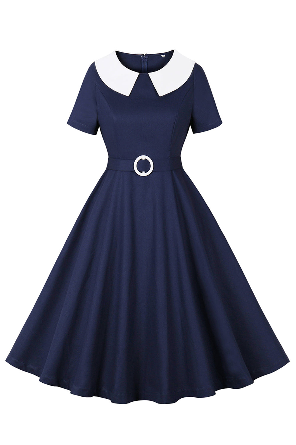 Navy rund hals A Line Vintage 1950'erne kjole