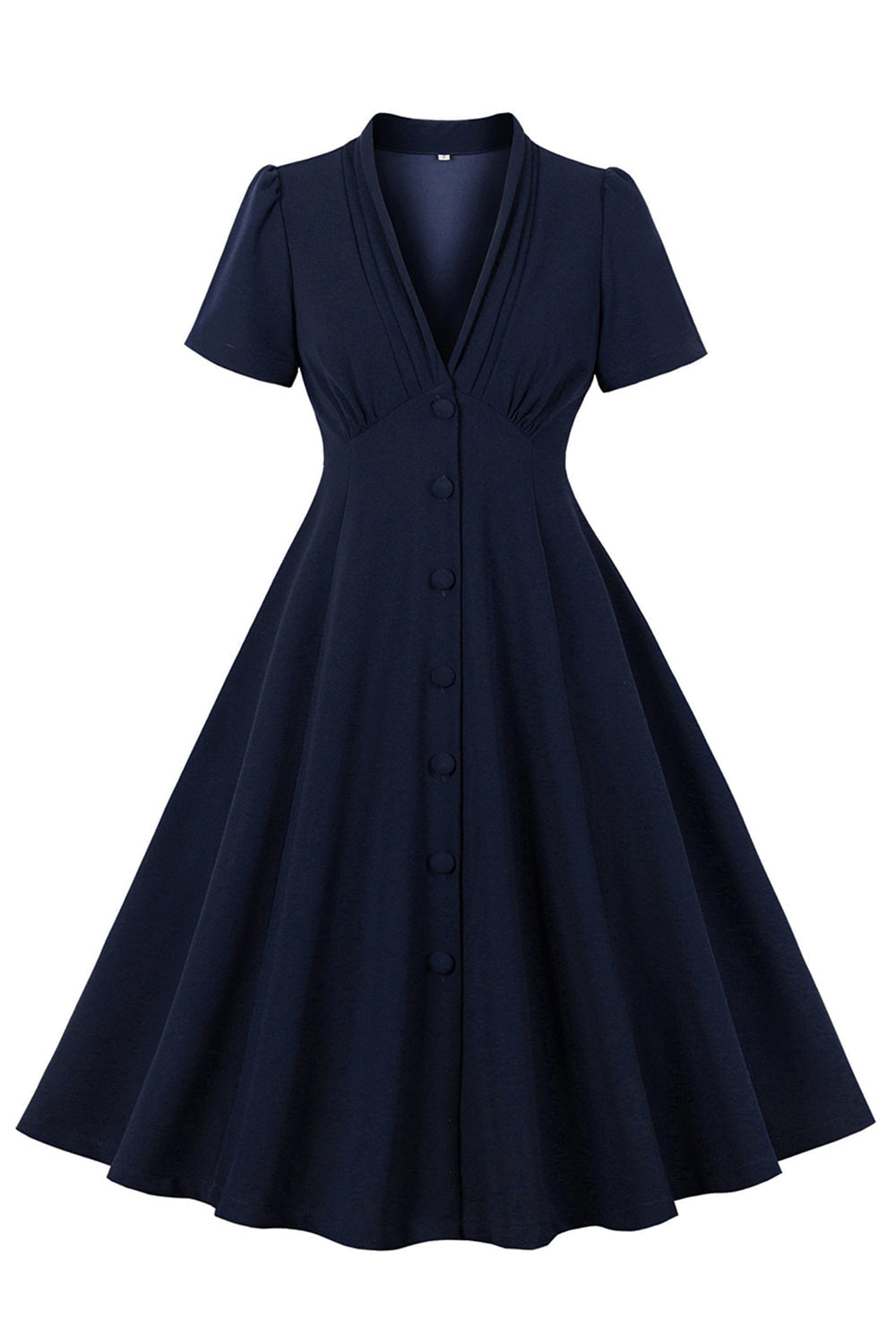 Mørkegrøn V-hals enkeltradet 1950'er kjole