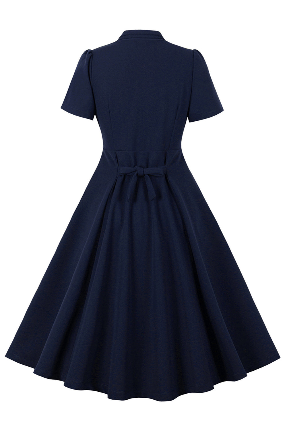 Mørkegrøn V-hals enkeltradet 1950'er kjole