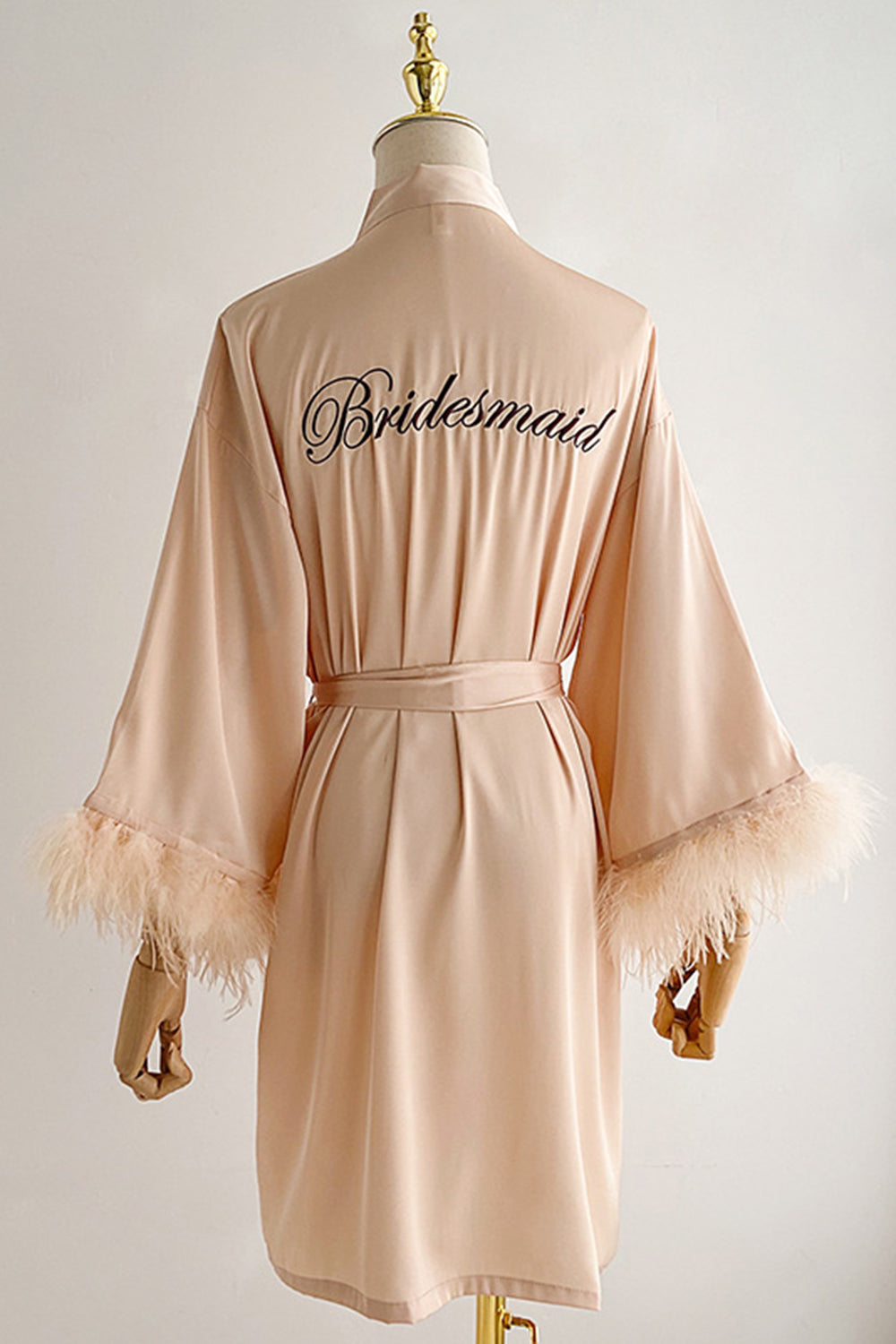 Red Bride Brudepige Te-lang kappe med fjer