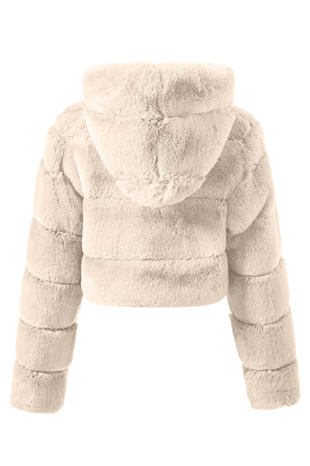 Sort fluffy imiteret pels lynlås kort frakke