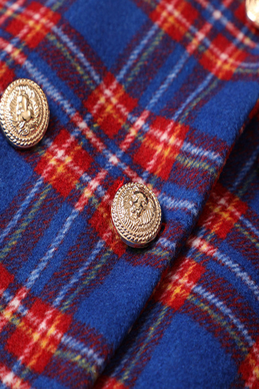 Rød blå plaid dobbeltradet kvinder blazer