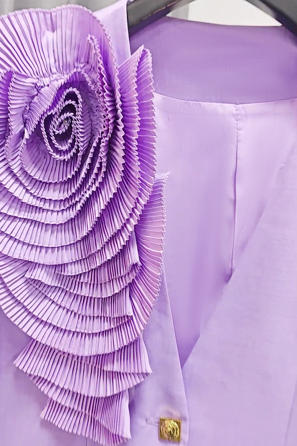 Lilla blomst V hals enkelt knap kvinders blazer